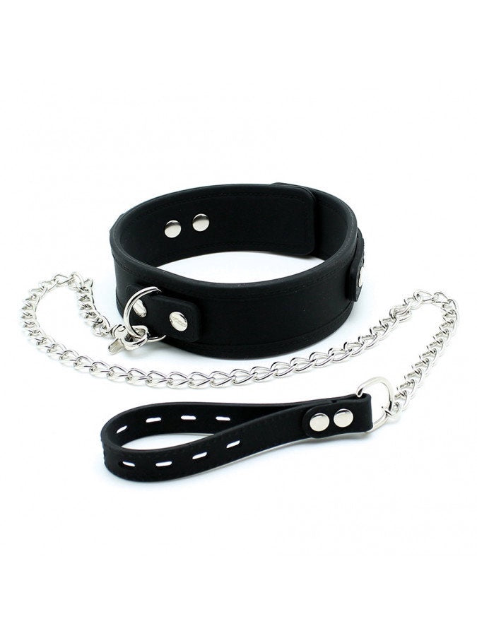 Rimba - Brede silicone halsband met hondenketting