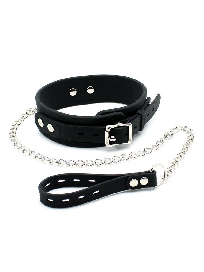 Rimba - Brede silicone halsband met hondenketting