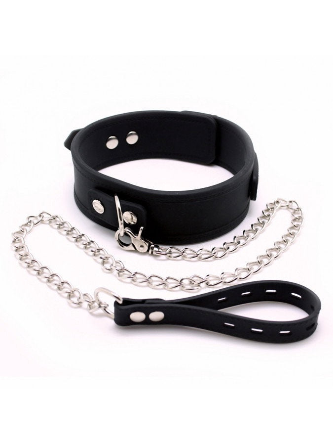 Rimba - Brede silicone halsband met hondenketting