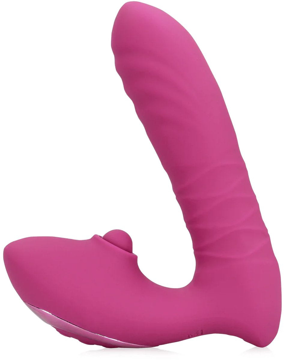 Thrusting and Tapping Vibrator Powerful Pink