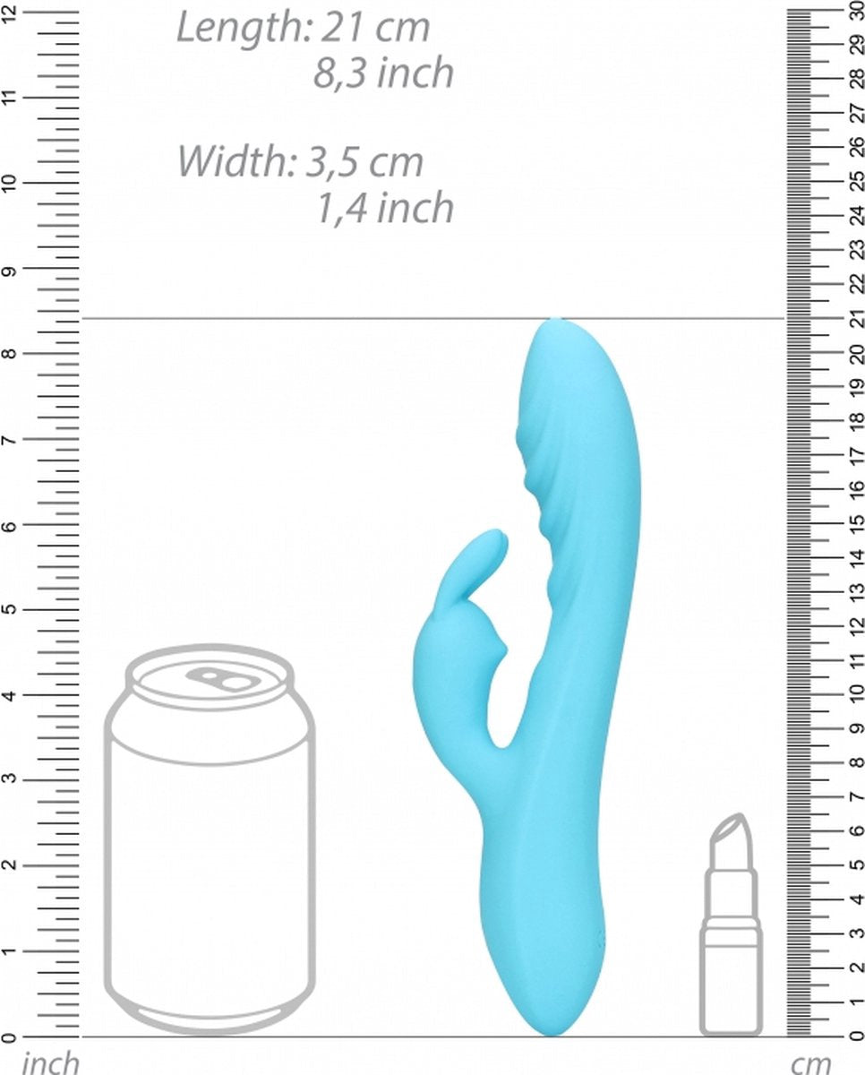 Geribbelde Ultra Zachte Siliconen Konijn Vibrator Glaciaal Blauw