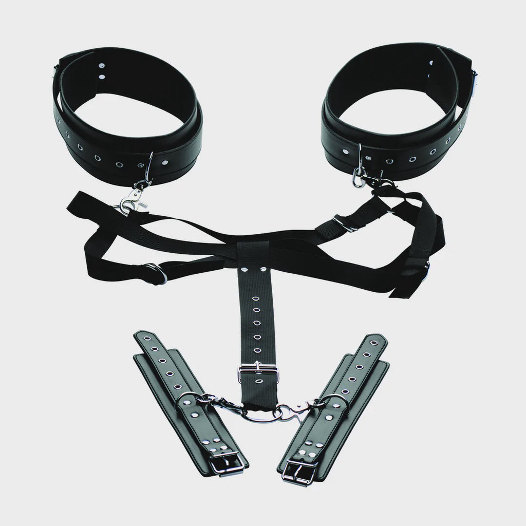 Eenvoudige Toegang Thigh Harness met Wrist Cuffs