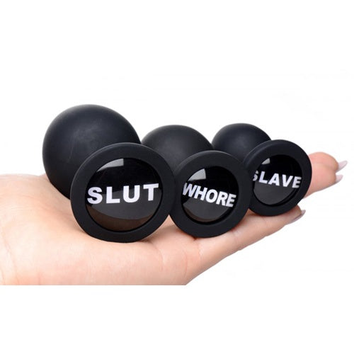 Dirty Words Silcone Anal Plug Set Black
