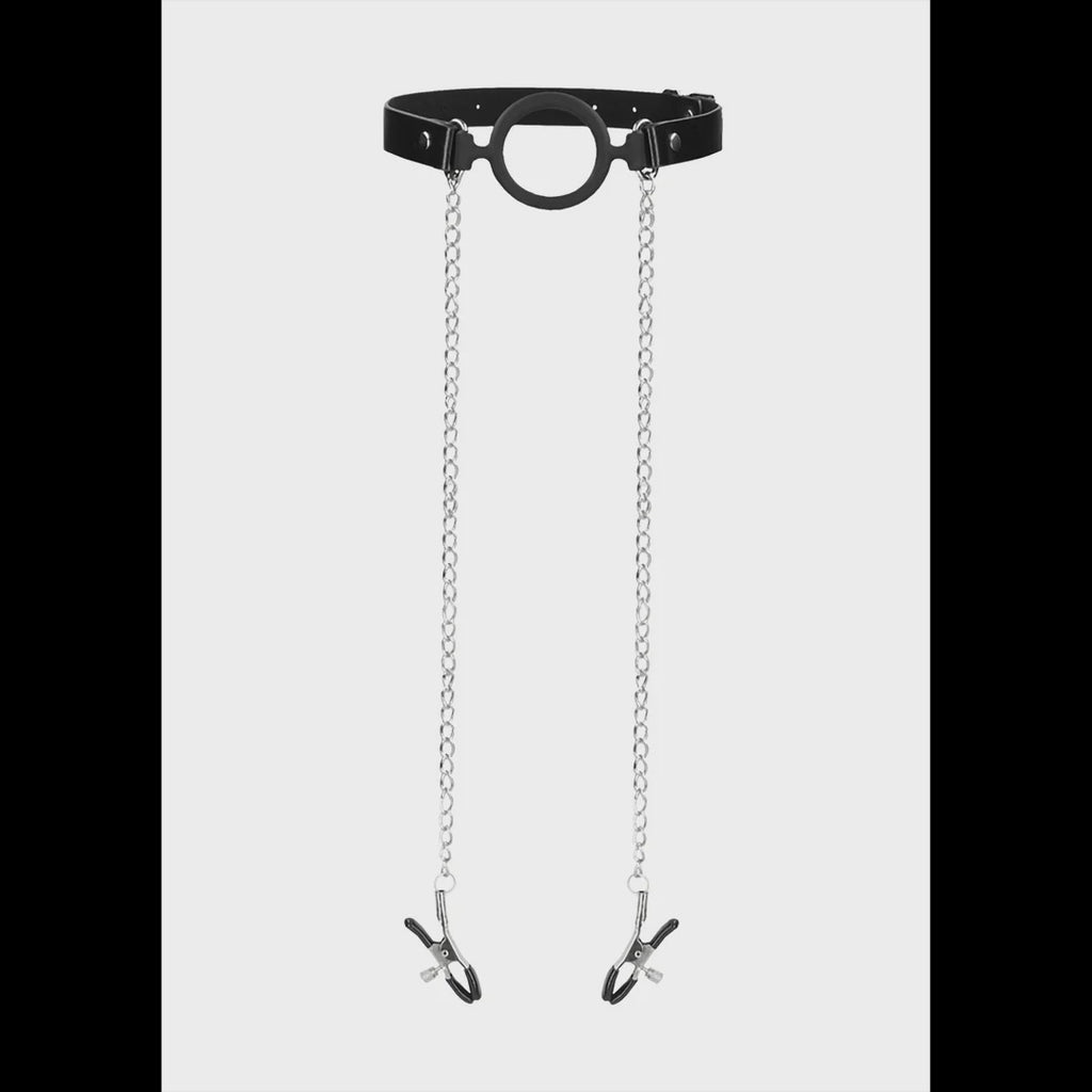 Ouch! O-Ring Gag Met Tepelklemmen