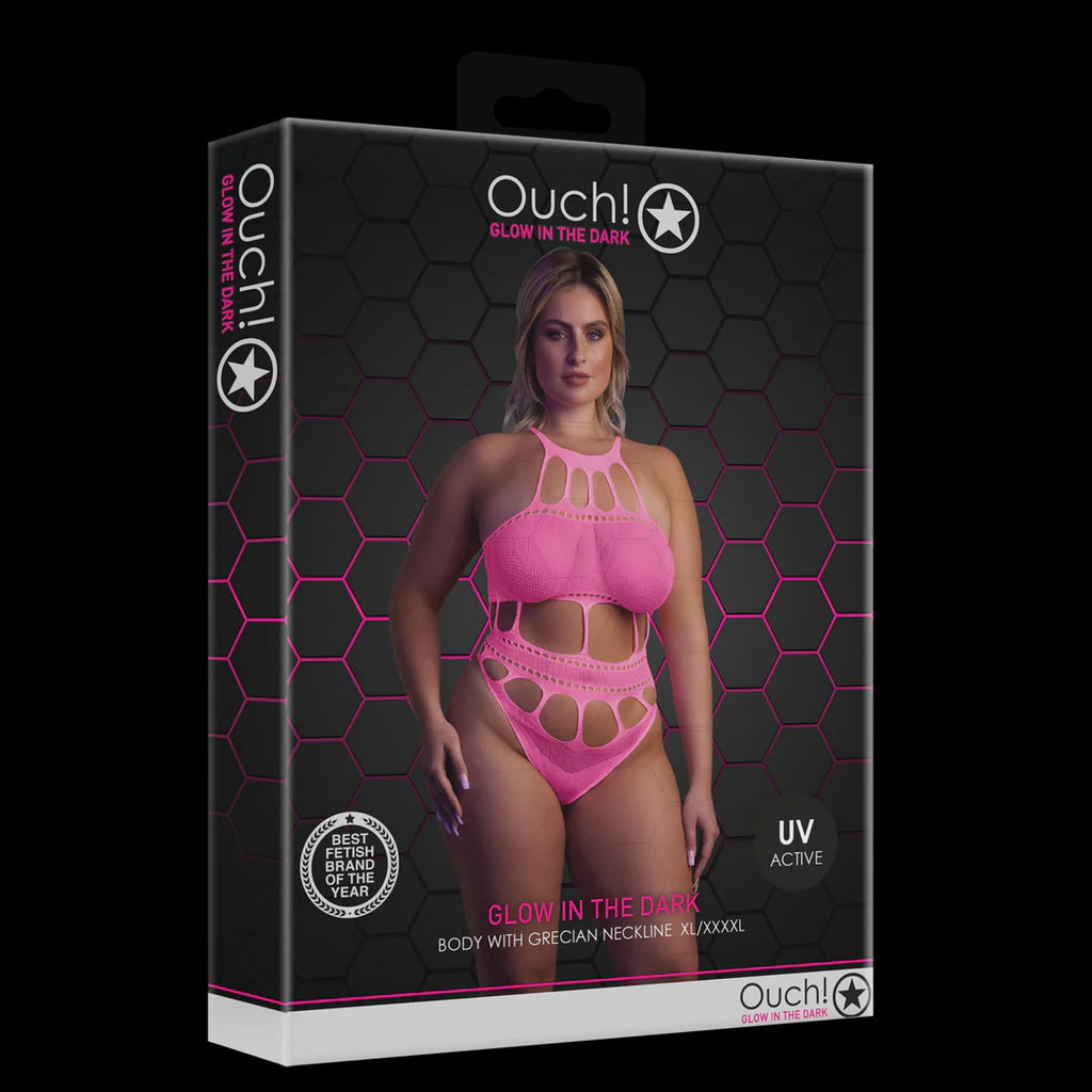 Ouch! Body Met Griekse Neklijn  Pink Glow In The Dark