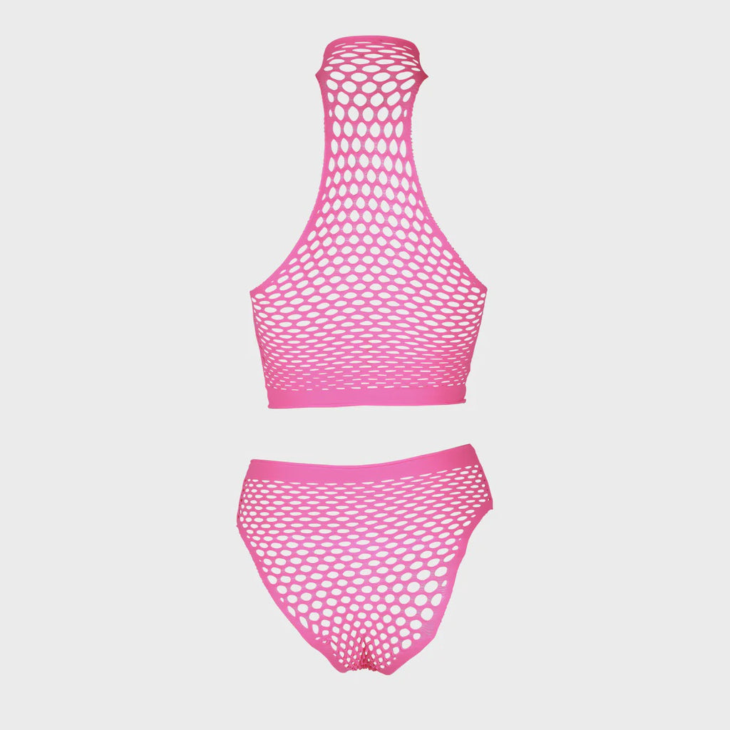 Turtle Neck and High Waist Slip - One Size - Neon Pink