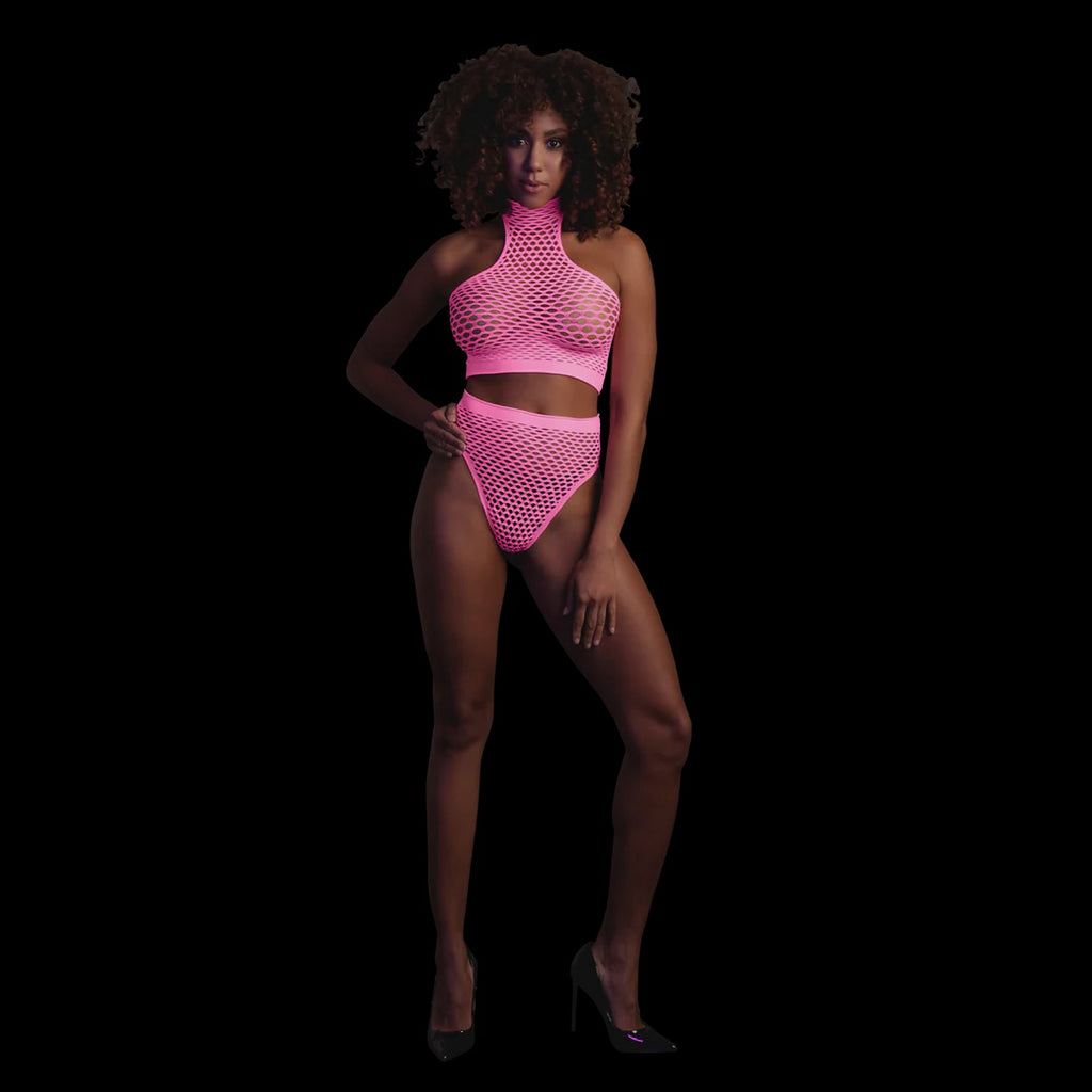Turtle Neck and High Waist Slip - One Size - Neon Pink