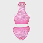 Turtle Neck and High Waist Slip - Plus Size - Neon Pink