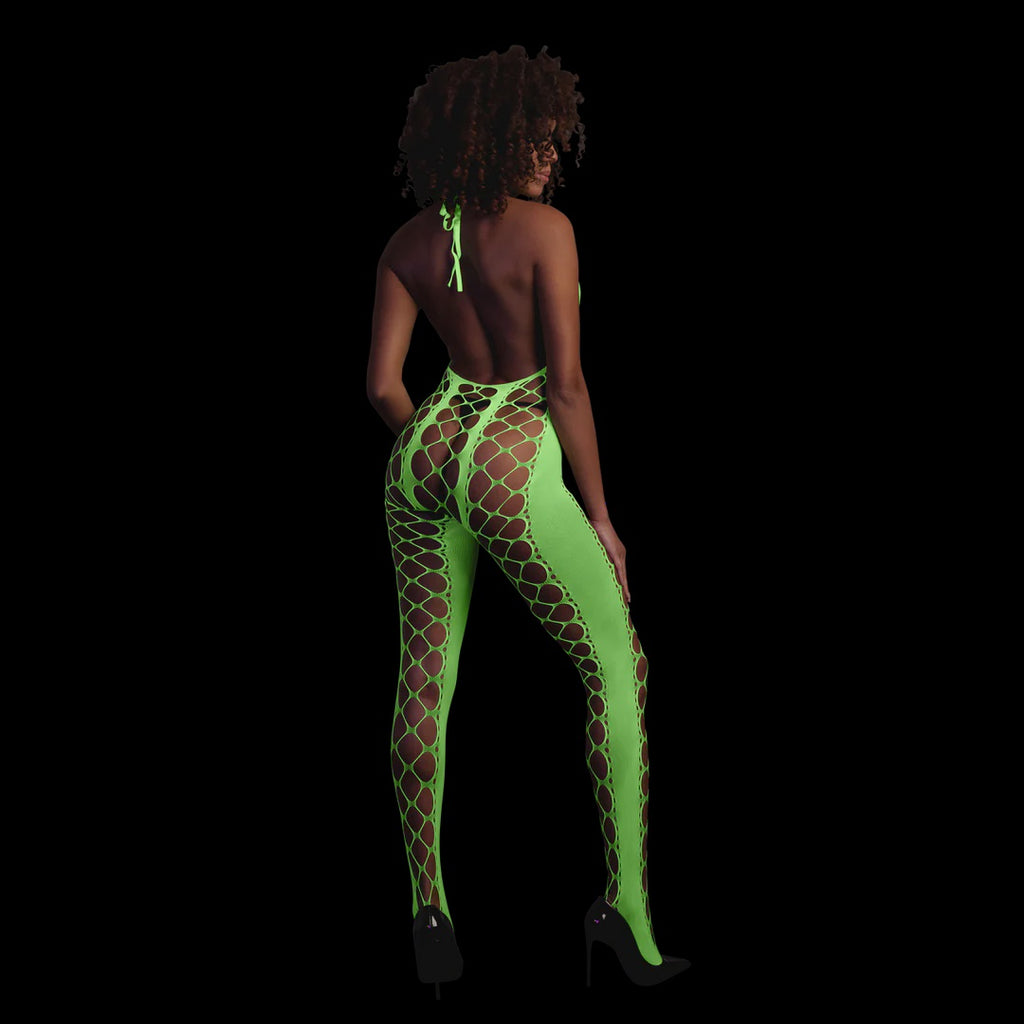Bodystocking with Halterneck - One Size - Neon Green