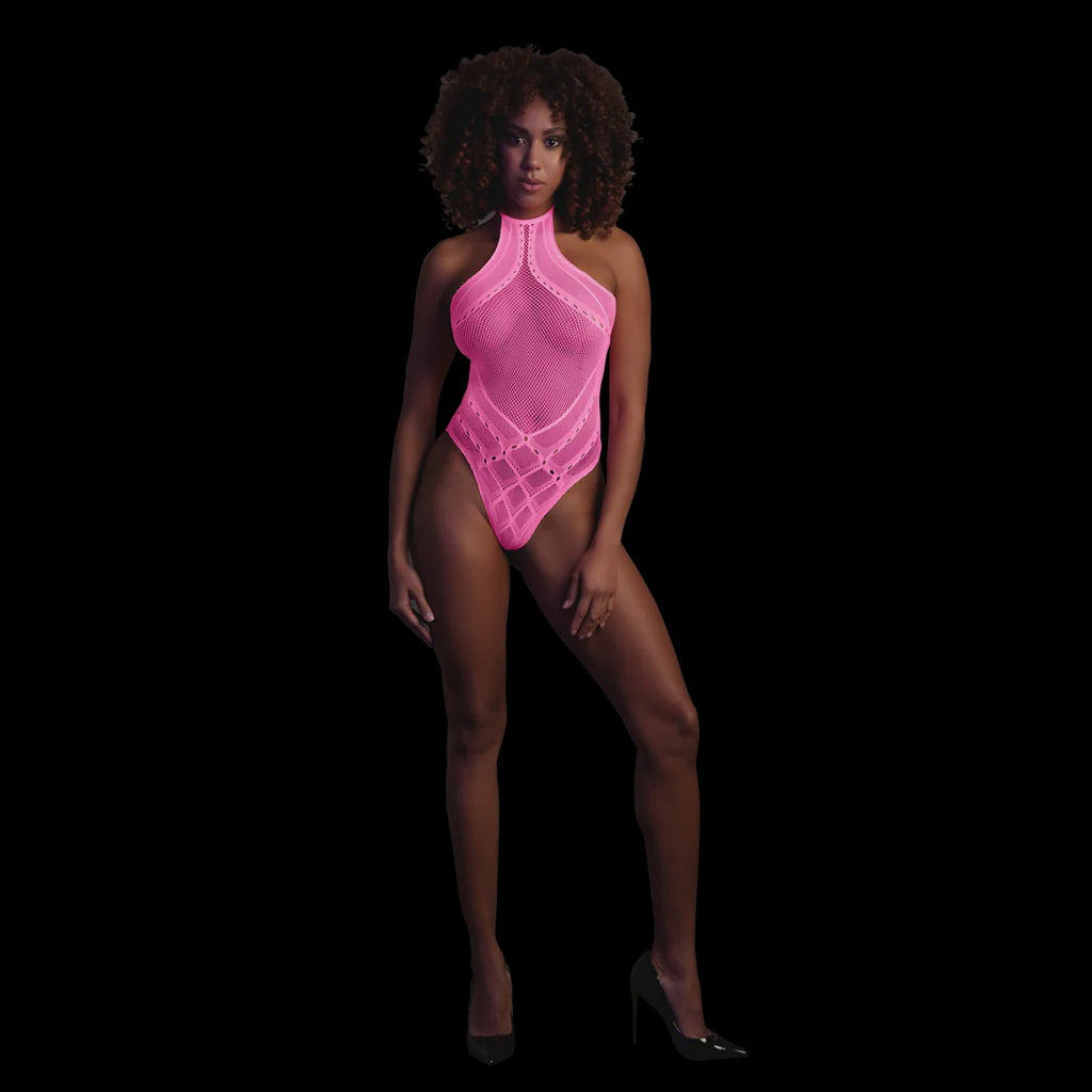Body with Halter Neck - One Size - Neon Pink