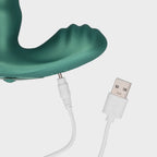 Vibrerende prostaatstimulator met kralen en afstandsbediening  Metallic Groen