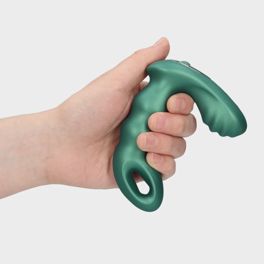 Vibrerende prostaatstimulator met kralen en afstandsbediening  Metallic Groen
