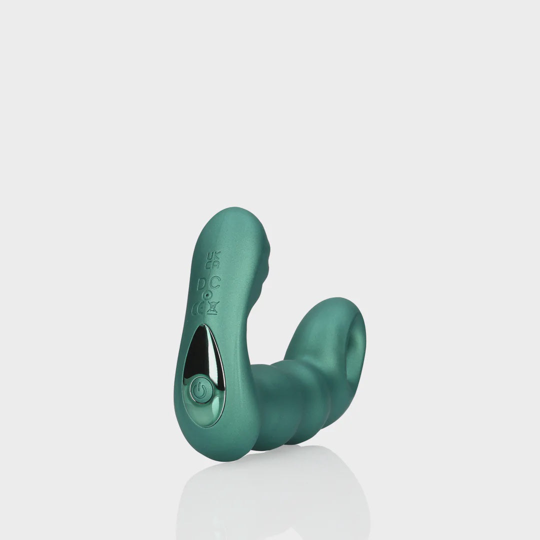 Vibrerende prostaatstimulator met kralen en afstandsbediening  Metallic Groen