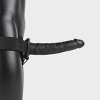 Vibrerende Holle Strap-On zonder Balletjes - 10" / 24,5 cm Zwart