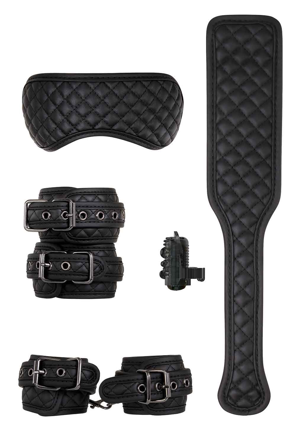 Adam & Eve Fetish Dreams Beginner 4 Piece Bondage Set - Paddle, Cuffs & Blindfold
