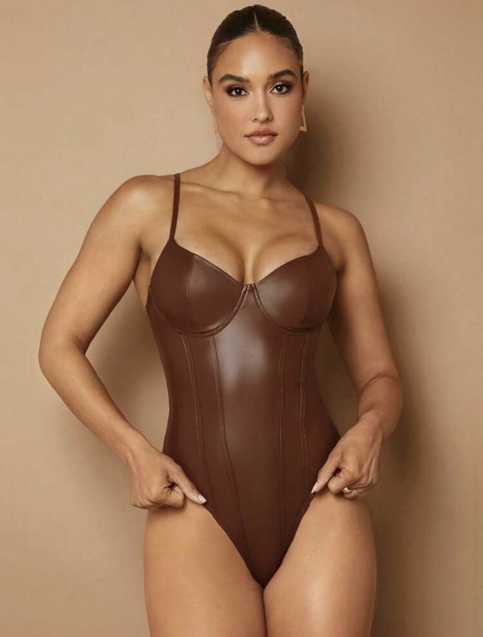 body leather look bruin
