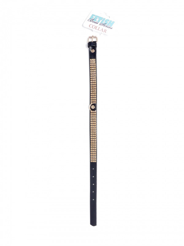 Fetish Boss Series Kraag met kristallen 2 cm goud