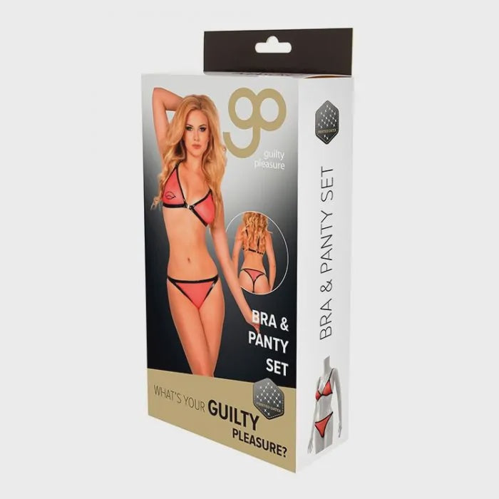 GP BEDRUKT DATEX BH en ampPANTY SET ROOD