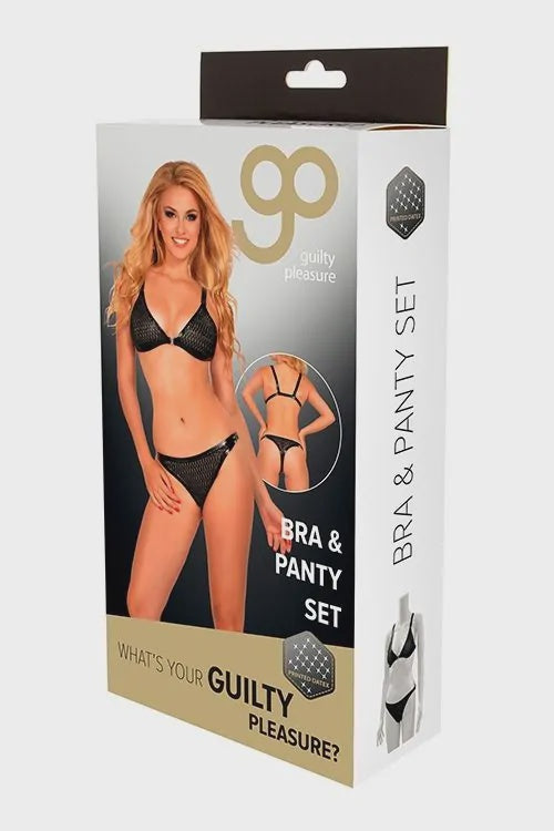 GP BEDRUKTE DATEX BH SET / BIKINI SET ZWART