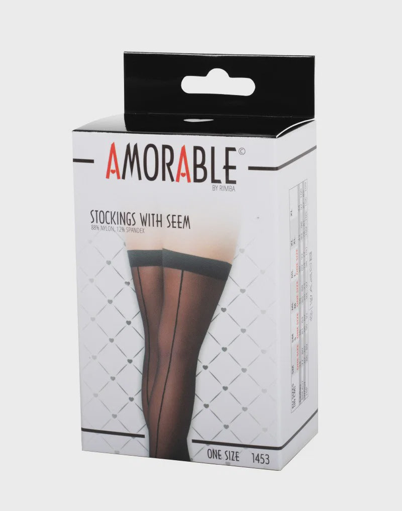 Amorable by Rimba - Kousen met Naad  One Size  Zwart