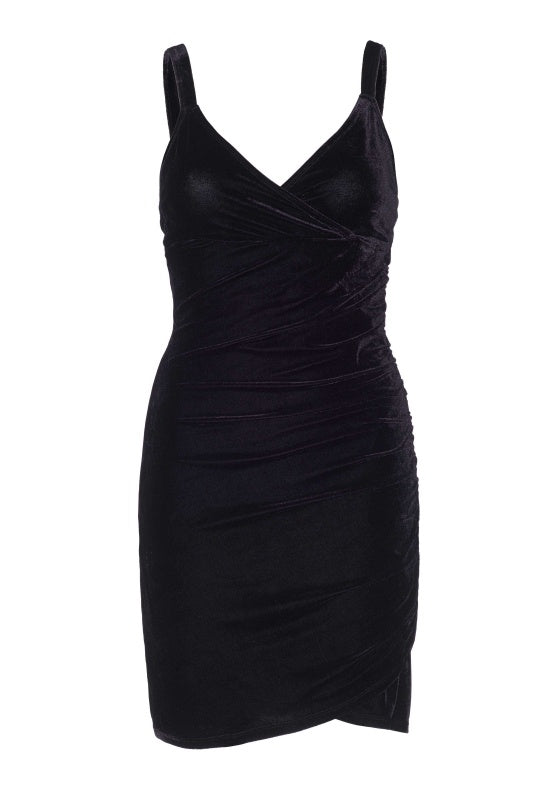 Fluwelen faux wrap mini jurk