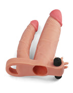 LOVE TOY - PLEASURE X TENDER VIBRATING DOUBLE PENIS SLEEVE + 5 CM - NUDE