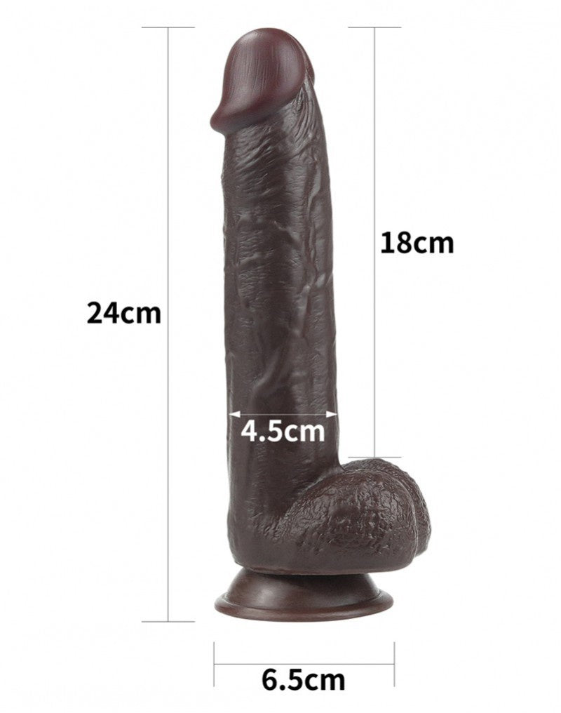 LOVE TOY - SLIDING SKIN DILDO 24 CM ZWART