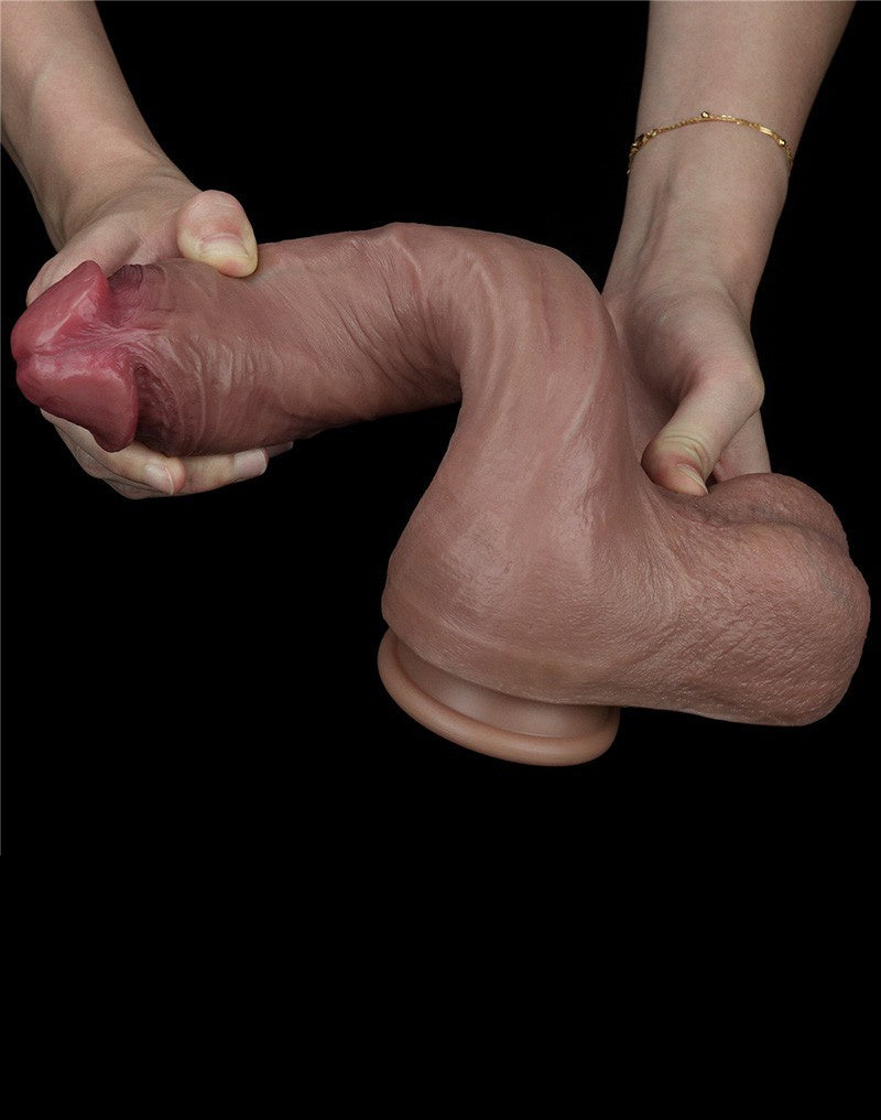 LOVETOY DUAL LAYERED SILICONEN DILDO 27 CM ( en Oslash 5.3 CM) BRUIN