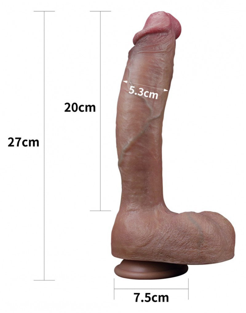 LOVETOY DUAL LAYERED SILICONEN DILDO 27 CM ( en Oslash 5.3 CM) BRUIN