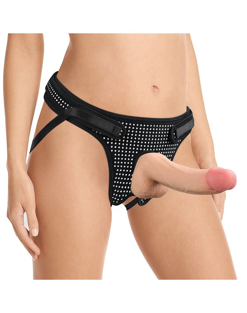EASY STRAP-ON HARNAS (ZONDER DILDO) - ZWART  en amp WIT