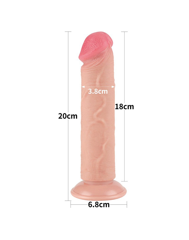 GLIJDENDE HUID DILDO 20 CM ( en Oslash 3.8 CM) NUDE