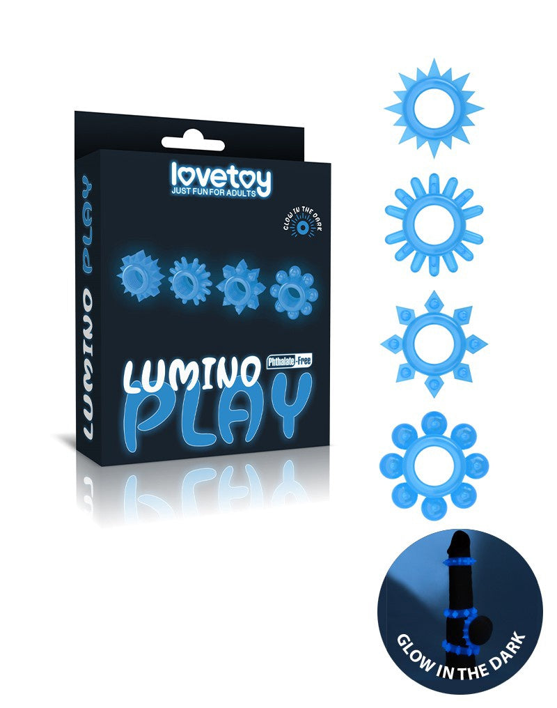 LUMINO PLAY COCK RING SET VAN 4 GLOW IN THE DARK