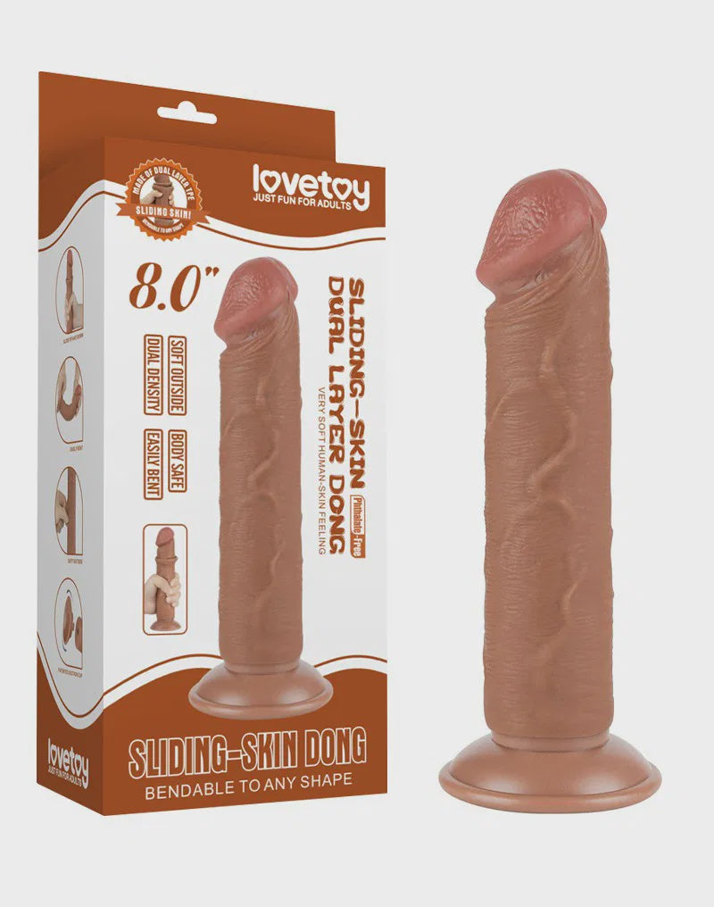 Sliding Skin Dildo 20 cm (Ø 3,8 cm) - Bruin