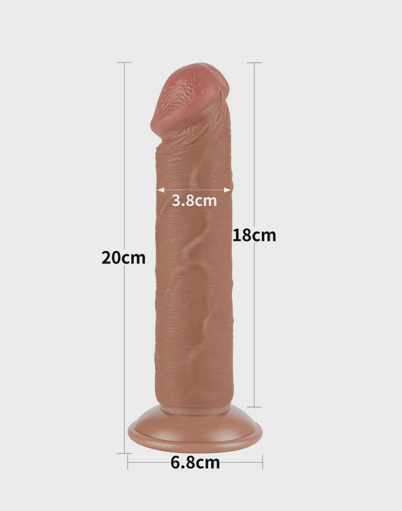 Sliding Skin Dildo 20 cm (Ø 3,8 cm) - Bruin