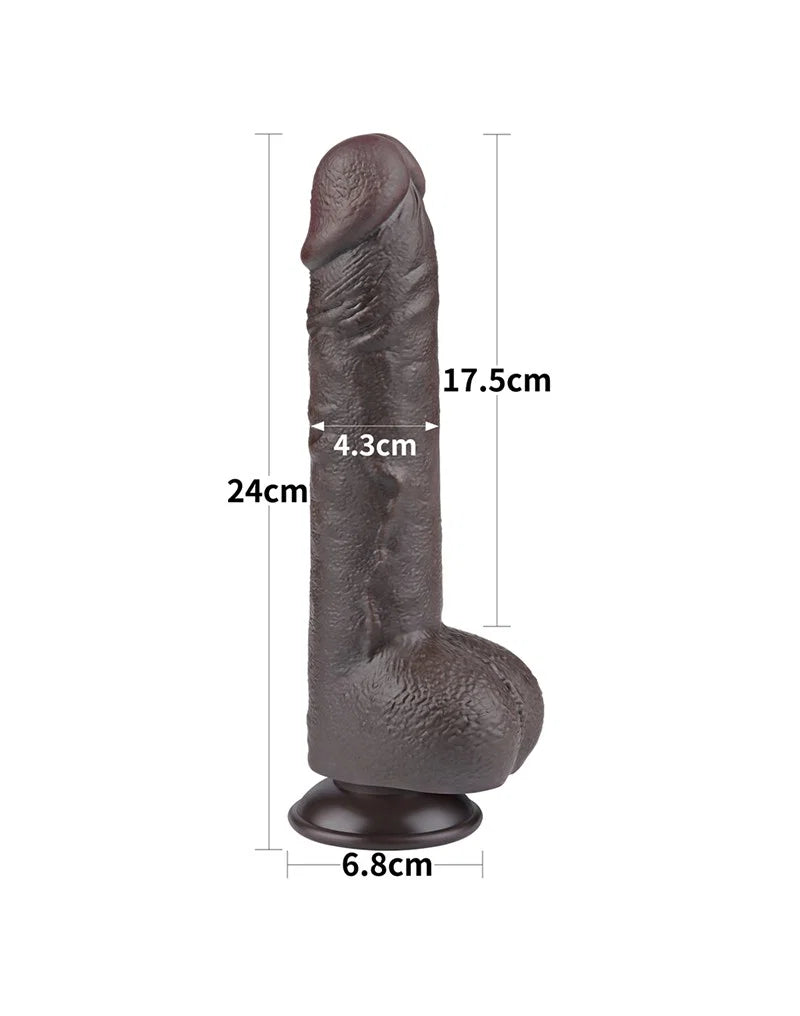 LoveToy - Aftrekbare dildo 24 cm (Ø 4,3 cm) - Zwart