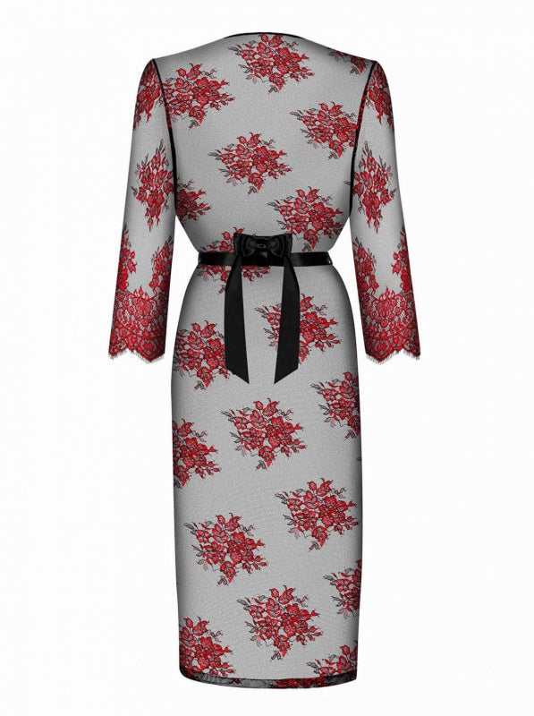 Redessia Kanten Kimono - Rood/Zwart