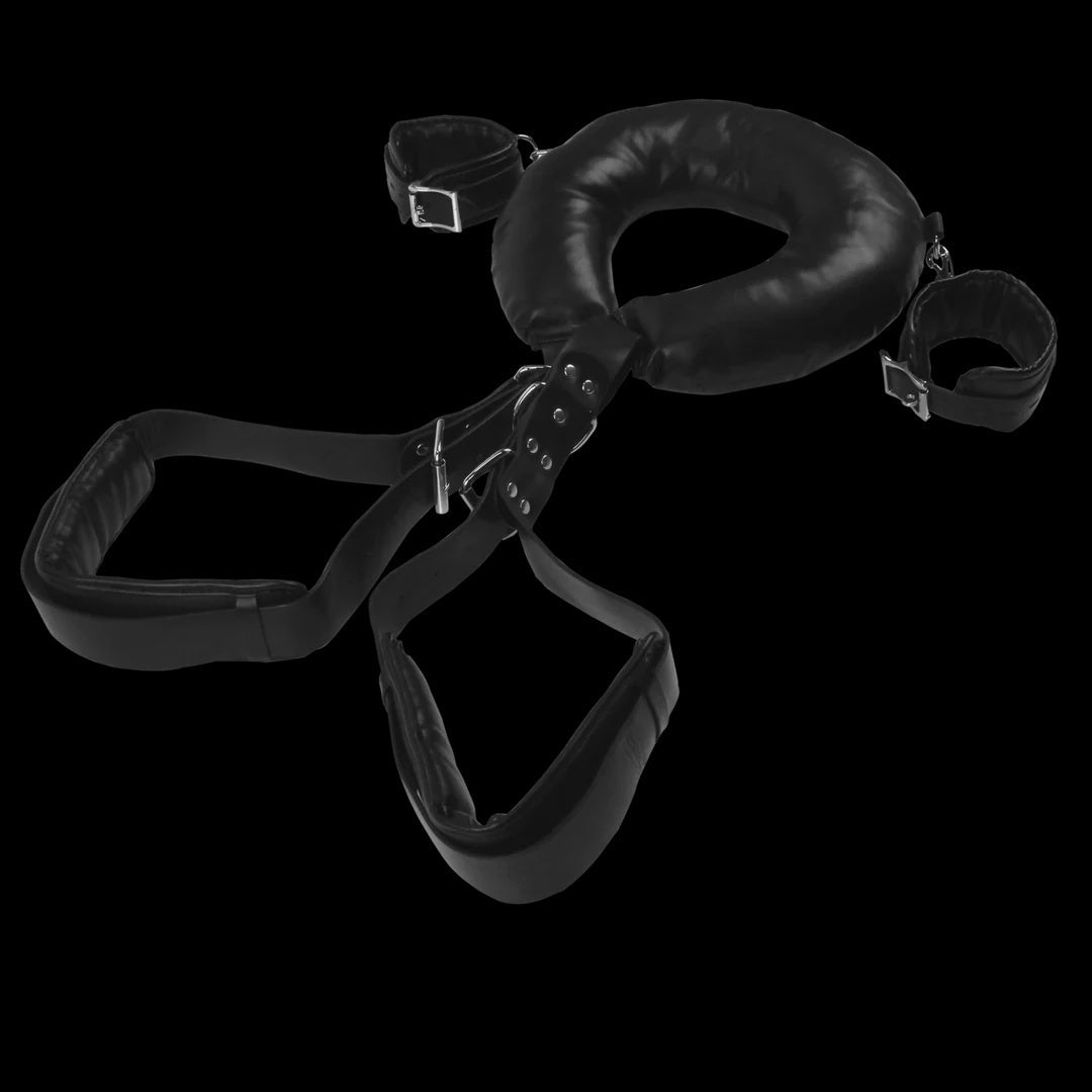 Padded Thigh Sling with Hand Cuffs - Black