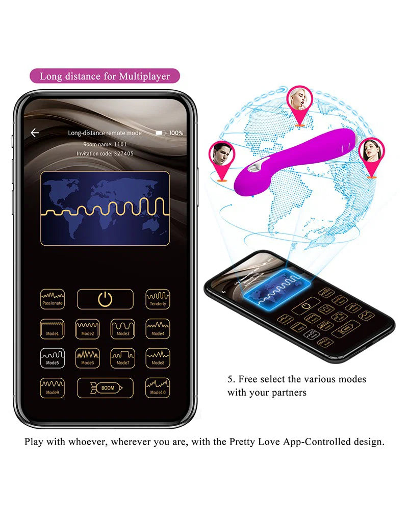 Pretty Love - Hector - G-Spot Elektrische Schok Vibrator met Appbediening - Paars