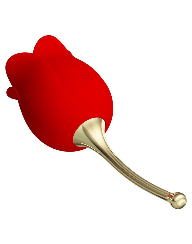 Pretty Love - Clitoris Vibrator Met likstimulator Rose Lover - Rood/Goud
