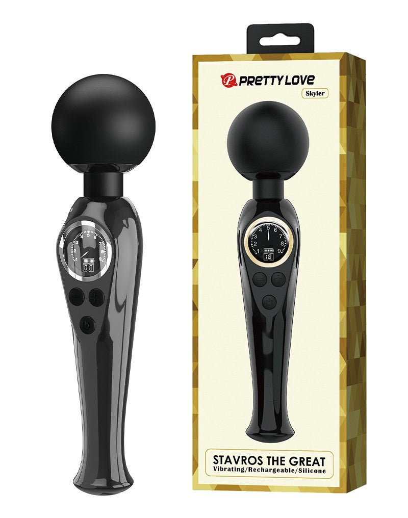 SKYLER  WAND VIBRATOR MET DIGITAAL LED DISPLAY ZWART