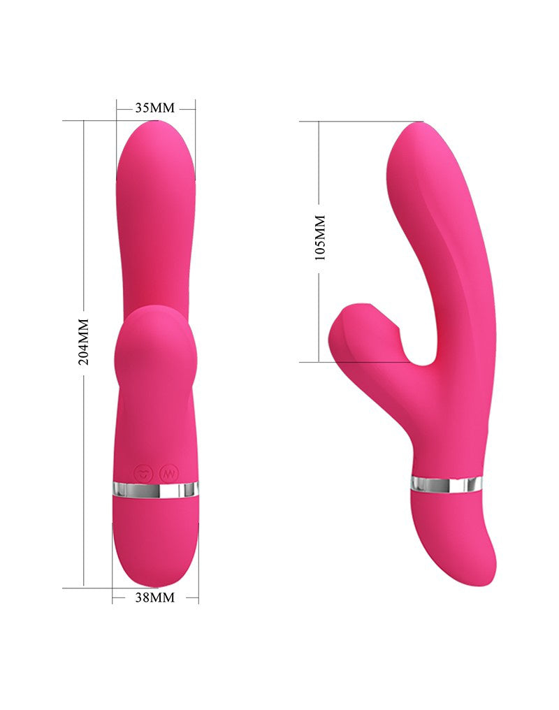 PRETTY LOVE WILLOW RABBIT VIBRATOR MET ZUIGFUNCTIE ROZE