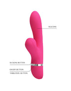 PRETTY LOVE WILLOW RABBIT VIBRATOR MET ZUIGFUNCTIE ROZE