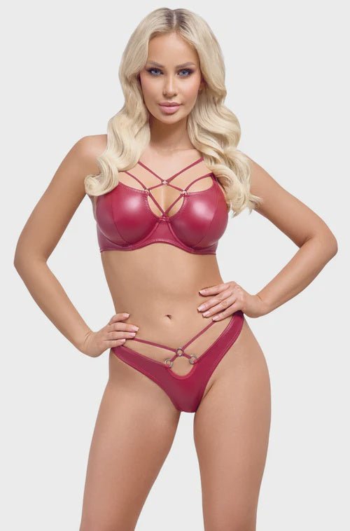 Red bra set wetlook