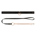 Rosy Gold - Halsband met Leash - Zwart