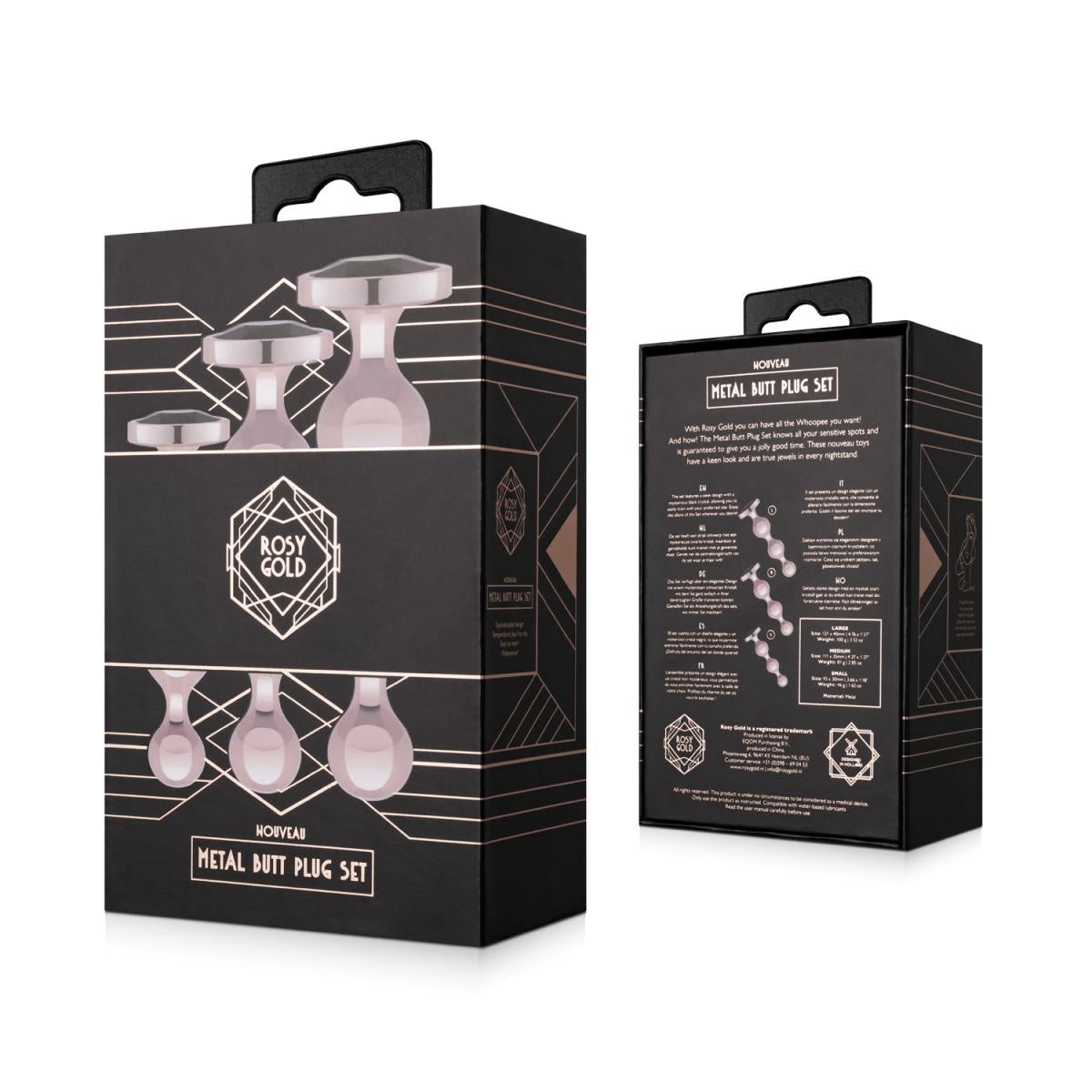 Rosy Gold - Metalen Buttplugset 3 stuks - Roségoud