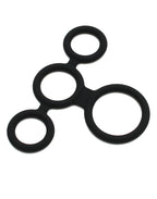 LATEX PLAY QUATRO COCK RING EN BALL SPLITTER ZWART