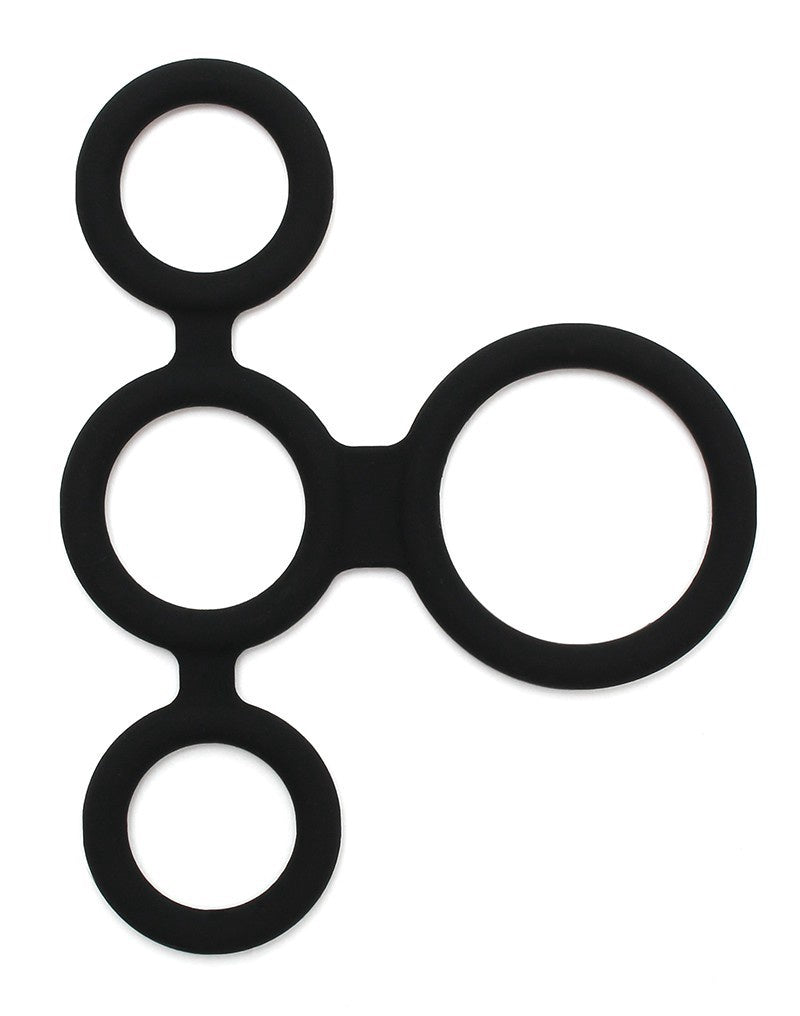 LATEX PLAY QUATRO COCK RING EN BALL SPLITTER ZWART
