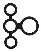 LATEX PLAY QUATRO COCK RING EN BALL SPLITTER ZWART