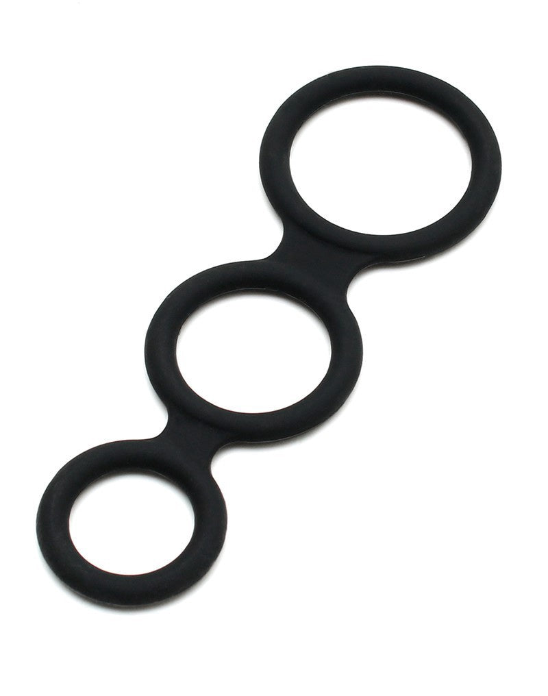 LATEX PLAY TRIPLE COCK RING ZWART