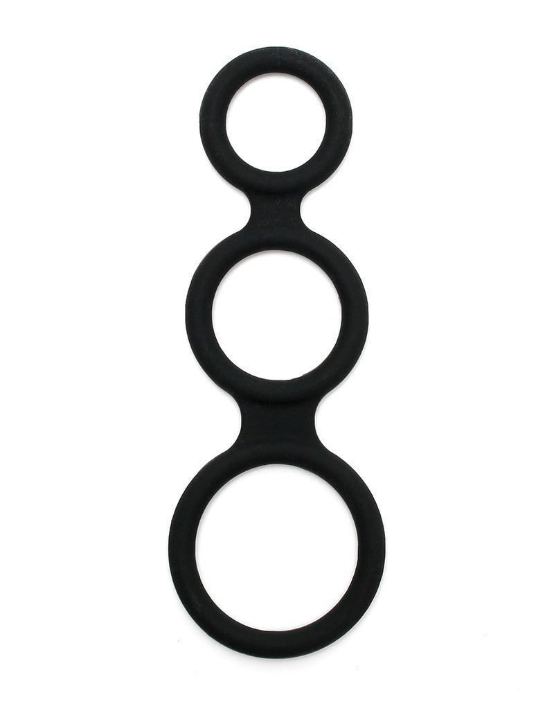 LATEX PLAY TRIPLE COCK RING ZWART